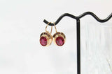 1.2ct Oval Cut Pink Ruby Solitaire Drop Earrings 14k Rose Gold Finish