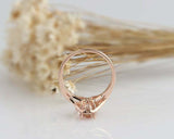 2ct Oval Cut Morganite Engagement Ring Diamond Halo Split Band 14k RoseGold Over