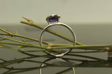 1Ct Round Cut Purple Amethyst Bezel Set Solitaire Ring 14K White Gold Finish