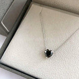 0.5ct Heart Simulated Black Diamond Solitaire Pendant Chain 14k WhiteGold Plated