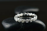 4Ct Round Cut Diamond Single Prong Stackable Wedding Band 14K White Gold Finish