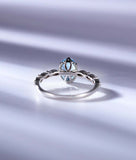 1.2ct Oval Cut Aquamarine Engagement Ring Milgrain Art Deco 14k White Gold Over