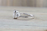 1.6ct Emerald Cut Diamond Petite Round Accents Solitaire Ring 14k WhiteGold Over