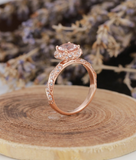 1.2ct Round Cut Peach Morganite Engagement Ring 18k Rose Gold Finish Solitaire