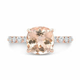 2.3ct Cushion Cut Morganite Bridal Set Engagement Ring Band 14k Rose Gold Finish