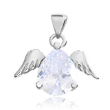 1.5Ct Pear Cut Diamond Angel Fairy Wing Pendant 14K White Gold Finish NO CHAIN