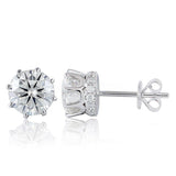 2ct Round Cut Moissanite Hidden Halo Stud Earrings 14k White Gold Plated