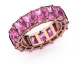 7ct Wedding Ring Band Radiant Cut Pink Sapphire Full Eternity 14k Rose Gold Over