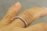 2Ct Round Cut Purple Amethyst Three Row Diamond Wedding Band 14K White Gold Over