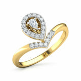 1ct Engagement Ring Pear Cut Diamond Curved Halo Design 14k Yellow Gold Finish