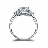 2ct Cushion Diamond Engagement Ring Trillion Accent Trilogy 14k White Gold Over