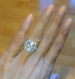 3ct Cushion Cut Peach Morganite Halo Fancy Engagement Ring 14k White Gold Finish