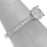 2Ct Round Cut Diamond Classic Solitaire and Accents Ring 14K White Gold Finish