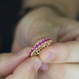 2.45ct Wedding Band Round Cut Pink Ruby Full Eternity 14k Yellow Gold Finish