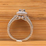 2.5ct Princess Diamond Engagement Ring Milgrain Halo Vintage 14k White Gold Over