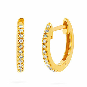 Latch Back Huggies Earrings 0.5ct Round Cut VVS1D Diamond 14k Yellow Gold Finish