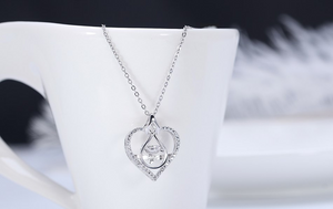 1.6ct Round Cut Diamond Pendant with Chain Unique Design 14k White Gold Finish