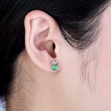 2.2ct Stud Earrings Oval Cut Green Emerald Stylish Design 14k White Gold Finish