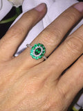 2ct Oval Cut Green Emerald Engagement Ring Diamond Dual Halo 14k White Gold Over