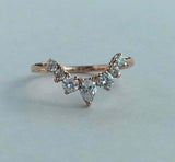 1.5ct Pear Cut Diamond Engagement Ring Stackable Curved Crown 14k Rose Gold Over