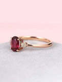 1ct Oval Cut Pink Ruby Engagement Ring Cluster Solitaire 14k Rose Gold Finish