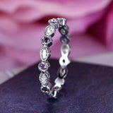 1ct Round Cut Amethyst Alternate Diamond Full Eternity Band 14k WhiteGold Finish