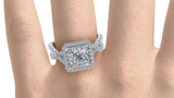 2ct Princess Diamond Infinity Band Solitaire Engagement Ring 14k White Gold Over