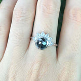 1.4ct Round Black Diamond Engagement Ring Crown Solitaire 14k White Gold Finish