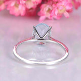 1.5ct Oval Cut Blue Aquamarine Diamond Accent Solitaire Ring 14k White Gold Over