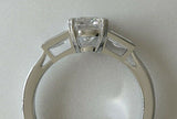 2ct Round & Baguette Cut Diamond Engagement Ring Trilogy 14k White Gold Finish