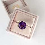 1.2ct Round Cut Purple Amethyst Engagement Ring Solitaire 14k Rose Gold Finish