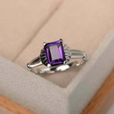 1ct Emerald Purple Amethyst Engagement Ring Flower Solitaire 14k White Gold Over