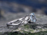 1.9Ct Round Cut Blue Aquamarine Solitaire Engagement Ring 14K White Gold Finish