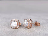 1ct Cushion Cut Color Diamond Squarish Stud Earrings Women 14k Rose Gold Finish