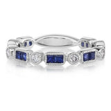 1.9ct Princess Cut Blue Sapphire Anniversary Wedding Band 14k White Gold Finish