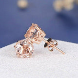 1ct Round Cut Champagne Morganite Royal Stud Earrings Women 14k Rose Gold Finish