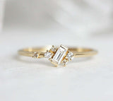 0.5ct Baguette Diamond Engagement Ring 14k Yellow Gold Finish Minimalist Cluster