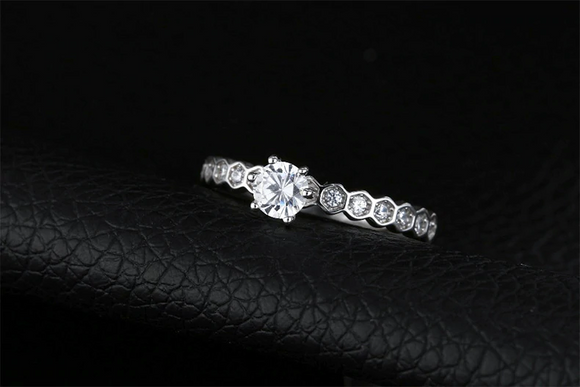 1.3ct Round Cut Diamond Engagement Ring 14k White Gold Finish Accents Solitaire