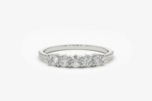 1.5ct Round Cut Diamond Solitaire with Accent Engagement Ring 14k WhiteGold Over