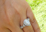 Antique Vintage Halo Engagement Ring 2ct Pear Cut Diamond 14k White Gold Finish