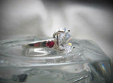 3ct Pear Diamond Trilogy Engagement Ring 14k White Gold Over Ruby Round Accents