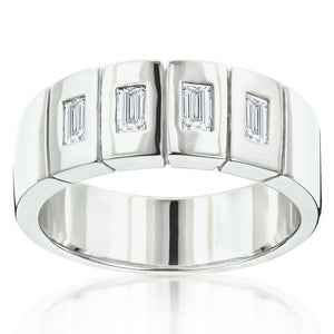 1Ct Baguette Cut Diamond Elegant Men Wedding Band Ring 14K White Gold Finish