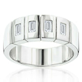 1Ct Baguette Cut Diamond Elegant Men Wedding Band Ring 14K White Gold Finish