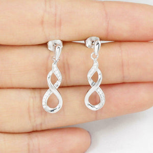 1.2ct Round Cut VVS1D Diamond Infinity Design Drop Earrings 14k WhiteGold Finish