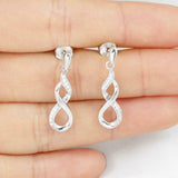 1.2ct Round Cut VVS1D Diamond Infinity Design Drop Earrings 14k WhiteGold Finish