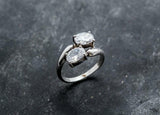 1.65ct Engagement Ring Oval Cut Diamond Two Stone Bypass 14k White Gold Finish