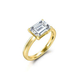 Solitaire Women Engagement Ring 1.75ct Emerald Cut Diamond 14k YellowGold Finish