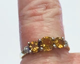 2.7ct Engagement Ring Round Cut Yellow Citrine Trilogy 14k Yellow Gold Finish