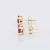 1ct Stud Earrings Oval Cut Pink Ruby Dual Prong Solitaire 14k Yellow Gold Finish