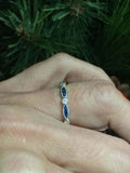 0.3ct Round Cut Blue Sapphire Wedding Band Ring Anniversary 14k WhiteGold Finish